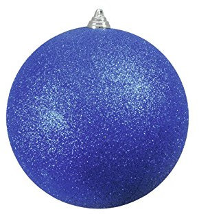 EUROPALMS Dekokugel 20cm, blau, glitzer | Dekokugel aus Kunststoff für Innendekoration