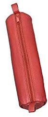 Alassio 43140 - Schlamperrolle aus echtem Leder, Stiftetui rot, Schlamper ca. 21 x 6 cm, Schlampermäppchen rund, Etui für Schreibgeräte, Faulenzer mit Reißverschluss