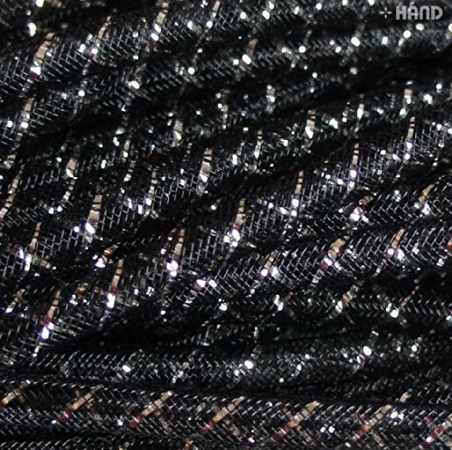 HAND ® Elastic Lightweight Millinery Tubular CRIN Assorted Plain Colours with Silver Trim - Diameter 8 mm, appx 30 Meters per Pack (Black)