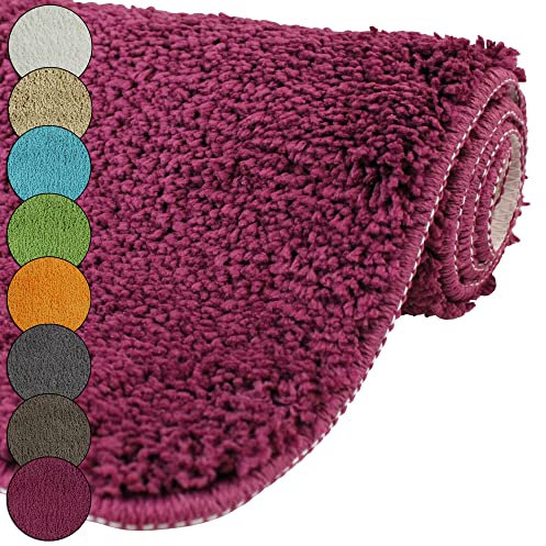 DILUMA | WC Vorleger mit Ausschnitt 45x50 cm Lila | Badteppich | Flauschiger Hochflor, Weich, rutschfest, Saugstark