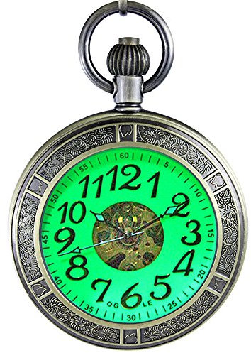 OGLE Wasserdichtes Vergrößerungsglas Skelett Ketten Silberlechtende Fob Selbstaufziehende Automatische Mechanische Taschenuhr