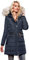 Navahoo Damen Winter Jacke Mantel Parka warm gefütterte Winterjacke B383 [B383-Paula-Blau-Gr.S]