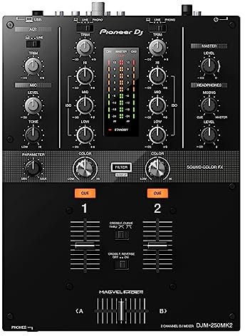 Pioneer DJ M-250MK2 2-Kanal 20 – 20.000 Hz schwarz Audio-Mixer – Audio-Mixer (2 Kanäle, 20 – 20.000 Hz, 94 dB, 48 kHz, 0,005%, 230 mm)