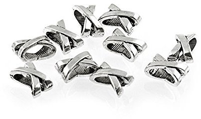 10 Schiebeperlen in antik silberfarben, 10 mm