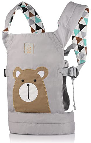 GAGAKU Puppentrage Baby Puppenzubehör Vorne und Hinten aus Baumwolle für Kinder - Braunbär