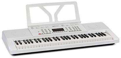 Schubert Etude 61 MK II Teclado digital - Teclado para ensayos, 61 Teclas, Función de grabación y aprendizaje, 50 canciones, 300 tonos/ritmos, Funciona con cable y con pilas, Atril, Blanco