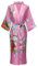 MissNina Peignoir kimono long en satin soyeux à motif floral pour femme, rose, L