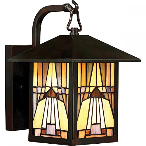 Licht-Erlebnisse Außenwandlampe Bronze antik IP44 Buntglas Tiffany Lampe Draußen Wand Haus Haustür Terrasse Balkon