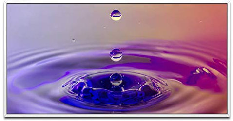 Wasserperlen ca. 130x70cm Wandbild inklusive Schattenfugenrahmen Weiss - Panorama Leinwand Bild XXL Format Wandbilder Wohnzimmer Wohnung Deko Kunstdrucke