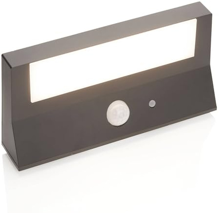 Lindby LED Solarleuchte außen Maresia mit Bewegungsmelder (spritzwassergeschützt (Modern) in Alu (1 flammig,) - Solar-Wandleuchten Wandlampe für Outdoor & Garten Außenwand/Hauswand