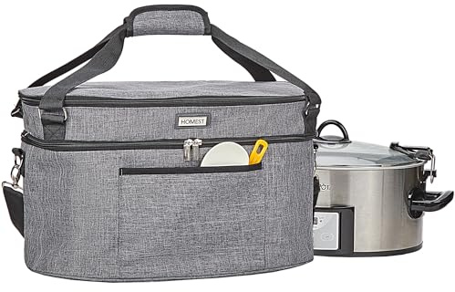 HOMEST - Estuche de transporte para olla de cocción lenta de 6 quarts gris sólido