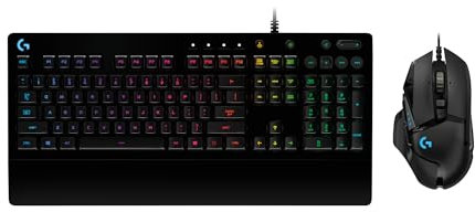 Logitech G G502 HERO souris gaming filaire avec boutons programmables et poids ajustables et G213 RVB clavier gaming rétroéclairé avec touches tactiles -PC-ordinateurs portables, Noir