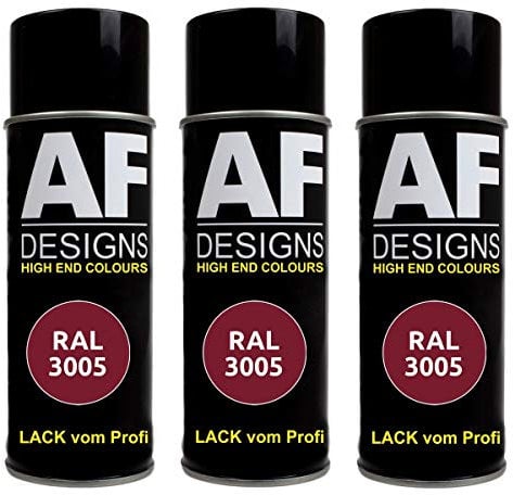 Alex Flittner Designs 3x RAL Lackspray Autolack Buntlack Spraydose RAL3005 WEINROT seidenmatt