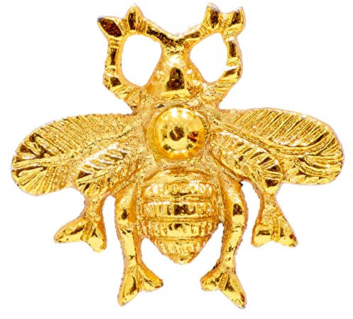ETHNICITI Golden Bumble Bee Handcrafted Vintage Knob Cupboards Drawer Cabinets Wardrobe Dresser Vanity Kitchen Bedroom Living Room Upcycle Furniture Shabby Chic Animal Metal Gold Bee Pull Handle