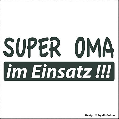 cartattoo4you® AK-00629 | SUPER OMA IM Einsatz | K-Serie | 20 x 8 cm | anthrazit |glänzend|in 24 Farben erhältlich, Autoaufkleber Aufkleber Car Sticker Heckscheibe Spruch Opa Enkel