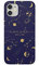 Tirita Personalised Initials Custom Hard Phone Case Compatible with iPhone 12 Mini PRINTED GLITTER, NOT REAL GLITTER Space Stars Moon Planets Dark Blue Gold Constellation