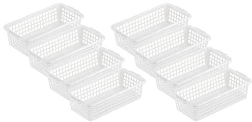 MiraHome Aufbewahrungskorb 20x10x5,5cm 0,7L 8er Set – Allzweckkorb aus robustem Plastik (BPA-frei) – Aufbewahrungsbox für Küche & Bad – Perfekter Korb für Aufbewahrung – Granit