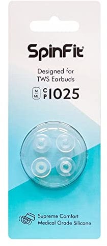 SpinFit CP1025 ML/M, Patentierte Ohrstöpsel aus medizinischem Silikon, sichere Passform, höchster Komfort, für MTW3, Galaxy Buds 2, Soundcore Space A40, (2 Paar) (für Düsendurchmesser von 4–5,5 mm)