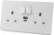 Glass Screwless - 13A 2Gang Switched USB Socket 20W PD3.0 USB C - WHITE