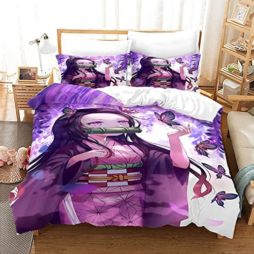 PTNQAZ Nezuko Kamado Bettwäsche-Set für Mädchen, Geschenk, Kinder, Bettwäsche (Doppelbett, 1)