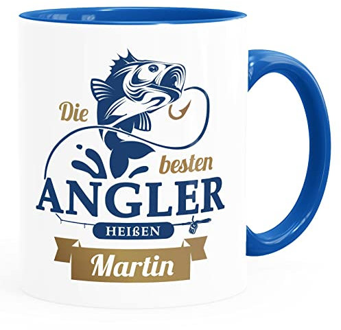 SpecialMe® Kaffee-Tasse mit Namen Geschenk für Angler Spruch Die besten Angler heißen Wunschname personalisierte Geschenke inner-royal Keramik-Tasse