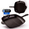 Oakfire Grillpfanne Bratpfanne Gusseisen emailliert 30 cm Induktion Pfanne gusseisern mit Non-Stick Patina, Emaille (Schwarz)
