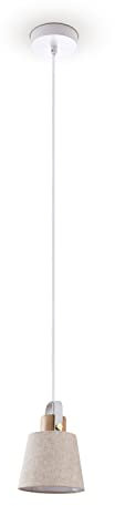 Paco Home Hängelampe Küche Pendelleuchte Esstisch Wohnzimmerlampe Deko Schlafzimmer Decke Lampenschirm Stoff E27, Farbe:Weiß-Creme, Leuchtenform__Größe:Ø15cm