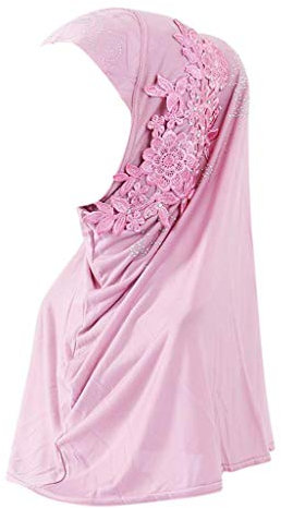 MINGCHE Klassische Unisex-Beanie-Mütze mit hoher Qualität,Hijab Double Loop Slip On Schal Pull Over Crepe Bequemer Kopftuch, Rosa, Einheitsgröße