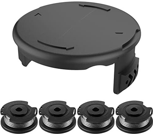 GUUFOO Bobina di Filo di Ricambio per Decespugliatore: Bobine Tagliaerba per Tagliabordi Bosch F016800569/ F016800385 - Accessori per Decespugliatore, 4 Bobine di Filo, 1 Copertura per Tagliaerba