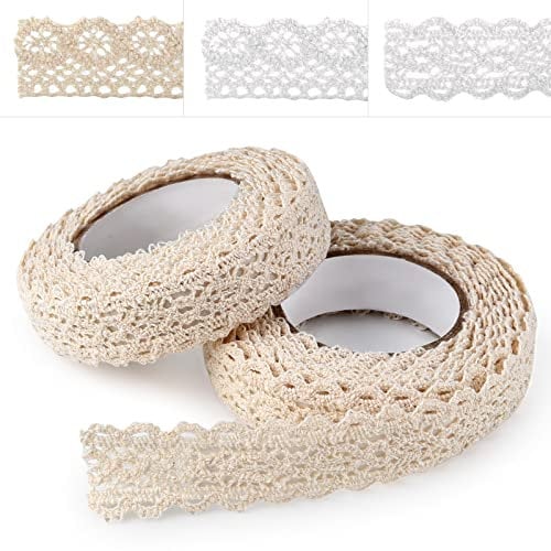ASTARON Selbstklebende Spitze, Spitzenband im Vintage-Stil, Beige, selbstklebendes Zierband, Spitzenband, für Handwerk, Hochzeit, Dekoration, Scrapbooking, Geschenkbox (Stil B – Beige)