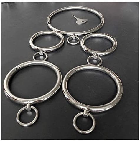 ROLOL Edelstahl Halsband Handschellen Fußfesseln Rollenspiele Metall Manacle Shackles Restraint für Frauen Männer,Female -Halsbänder