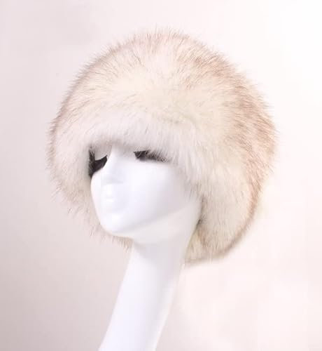 Damen Fellmütze Pelzmütze,Wintermütze Damenmütze Kunstfell Kunstpelz Mütze Klassische russische Kosakenmütze Beanie Mütze Winddichte Plüsch Warm Hut Fellmütze für Reisen,Skifahren,Wandern,Weiß #1