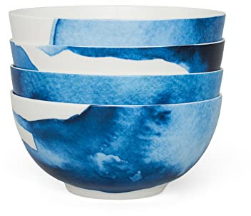 Rick Stein Coves of Cornwall - 4 Piece Pasta Bowls Set - 16cm Diameter - Dining Set Featuring Beautiful Tableware Designs Inspired by The Land and Seascape of Cornwall.