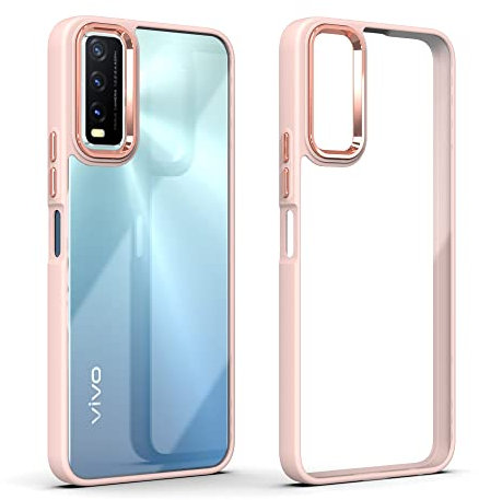 DESSEN Transparente Funda para Realme C33 4G, Carcasa Protector Anticaída, Funda Silicona con Marco de Color + Galvanoplastia en Contraste de Color. Rosa