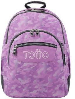 TOTTO Mochila escolar camuflaje rosa - Crayoles TAMAÑO ESTÁNDAR