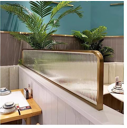 YJEUZCD Esstisch Bildschirme, Erhöht Gestreiftes Glas Restaurant Bildschirm Trennwand, Mattes Kochtopf Halbe Wand Arbeitsplatte Niedriger Zaun Unterteilen 30/50cm (Farbe : Gold, Größe : 30x60cm)