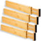 MASS DYNAMIC Bamboo Drawer Dividers - 4pcs Set. Adjustable & Spring Loaded for Kitchen, Bathroom, Baby, and Tools Drawers. Get Clutter-Free Today Dimension (31 x 6.5 x 1.5) cm