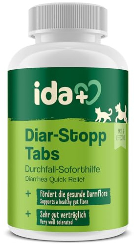 Ida Plus Diar-Stopp Tabs - Kautabletten gegen Hunde-Durchfall - Durchfallmittel - Hund-Darmflora aufbauen mit Probiotika - Darmsanierung - Stoppt Durchfall - 120 Tabletten