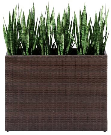 LEWIS&WAYNE Macetas altas para plantas de exterior, hechas a mano, de mimbre, rectangular, grande, con forros extraíbles, maceta moderna para interiores y exteriores, patio, terraza, color marrón