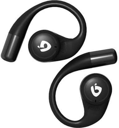 VoxSoul Open Ear Kopfhörer Bluetooth, Open Ear Bluetooth 5.3, Kopfhörer Kabellos Bluetooth 55 Stunden Spielzeit, Bluetooth Kopfhörer Sport mit 4 Mik, 16,2mm Lautsprecher Hi-Fi-Stereo-Bass ENC Schwarz