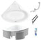 ECOLAM Baignoire d'angle acrylique Bala 120x120cm | revêtement polystyrène 1.040 | pieds siphon silicone | Belle forme | Aspect moderne | acrylique blanc