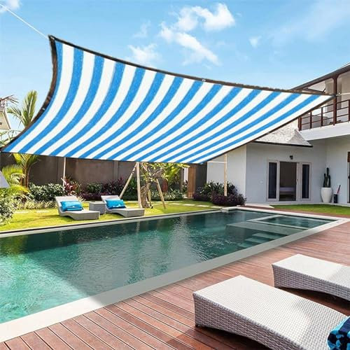 Vela Ombreggiante, Tenda Vela Ombreggiante Rettangolare, Telo Ombreggiante per Serra Antivento, Protezione UV Tenda da Sole, con Kit di Fissaggio, per Esterno/Giardino/Piscina (Blu, (200cm*200cm))