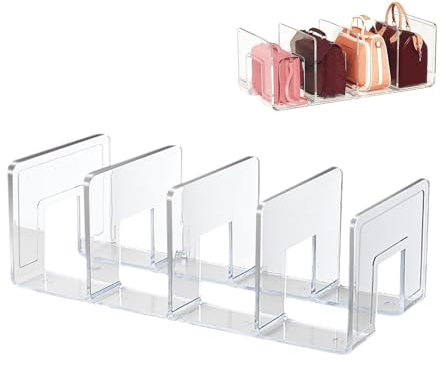 Gitekain Purse Organizer | Purse Storage Organizer for Closet | 4 Slots Clear Shelf Dividers - Clutch Dividers, Bag Storage Shelf, Bag Organizer for Home Kitchen Bedroom Bathroom