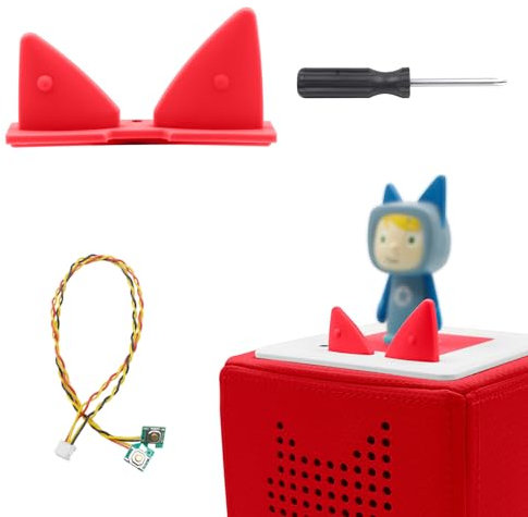 Ersatz Ohren and Ersatzkabel mit Schraubendreher, Kabelersatz für Toniebox,Ersatzteile für Tonies Lautstärketaste, nur äußere Ohren (Rot)