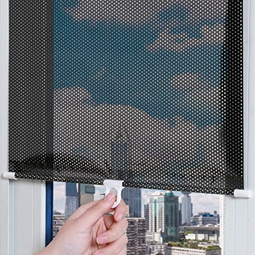 Thermo-Verdunkelungsjalousien, Rollo, Saugnapf-Jalousien, Sonnenschutz-Verdunkelungsfenster, einziehbarer Balkon-Sonnenrollladen, ohne Bohren/Schwarz/W45*L125Cm/18 * 49In (Color : Black, Size : W40*