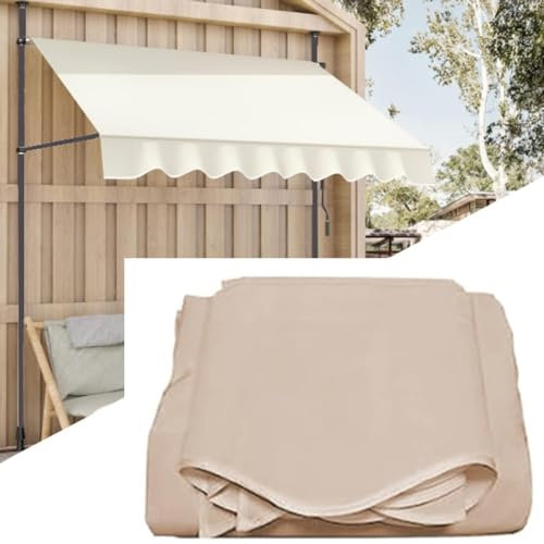 NILZA Ersatzstoff Für Einziehbare Klemmmarkise Einstellbarem Markisenstoff Sonnenschutz Ersatztuch Canvas UV Schutz Markisenbespannung Für Garten Balkon Deck(Color:Beige,Size:250cm)