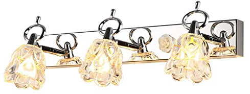SSNCcNC Wandlampe Spiegelleuchte 3 Flammig Schranklampe Badezimmer Spiegellampe mit Schwenkbarem Lampen kopf 45 CM Kristall Glas Lampenschirm Metall Badleuchte für Badspiegel Lampe G4 Lampenfassung