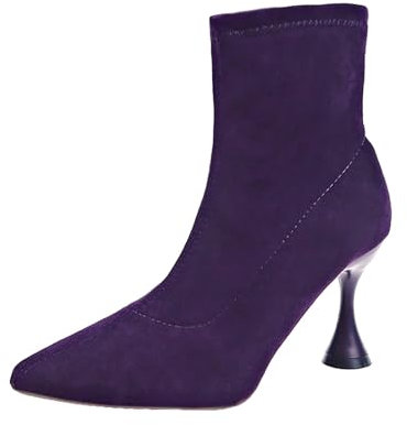 Generico Imbottitura Stivali in Gomma Donna Booties Stivali Scarpe Donna Stivali Cucito Solido Piatto con Scarpe Caratteristiche: Stivali di Gomma Donna Pioggia Stivali Donna Donna (Purple, 36)