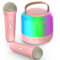 AIUNAOM Microfonos Karaokes Infantil 2 Micrófonos Altavoz Bluetooth Portátil con Luces LED 5 Efectos de Sonido Mágicos Juguete para Niños y Niñas Festividades