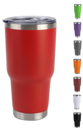 Home Universal ® Termo de Café Acero Inoxidable, Vaso Térmico con Aislamiento, 12h Caliente / 24h Frío, para agua, té caliente y frio (Rojo, 900 ML)